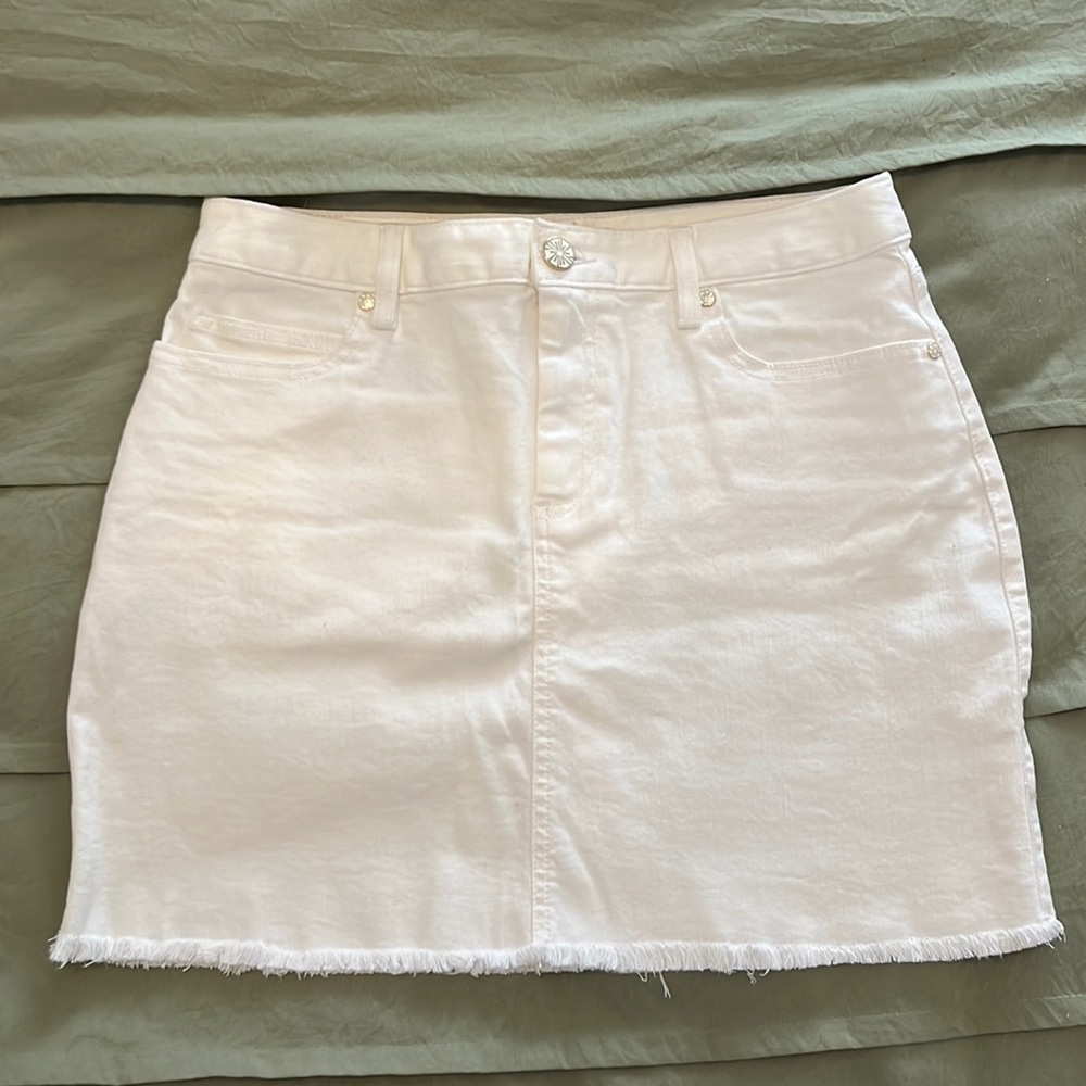 Lily Pulitzer White Denim Distressed Hem Skirt